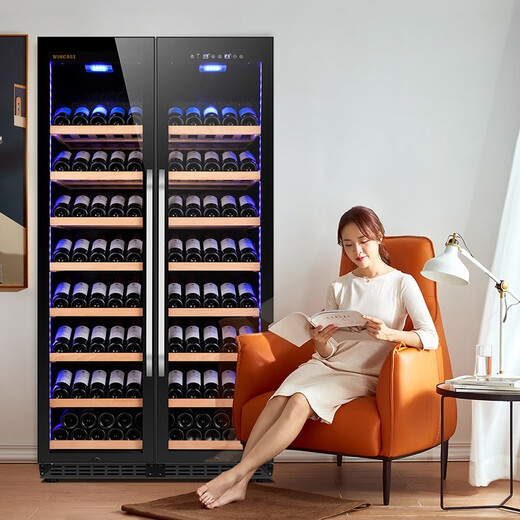 Vincase double-door wine cabinet constant temperature wine cabinet moisturizing large-capacity air-cooled double-door refrigerated cabinet built-in wine cabinet home living room commercial display cabinet tea and liquor preservation cabinet 1.9 meters single temperature zone (full configuration) 380 bottles thin 550mm deep