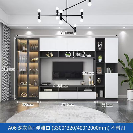 Armoire télévisée ouyakai simple moderne combinaison intégrée fond de pares mur haut salon léger affichage de luxe entoure