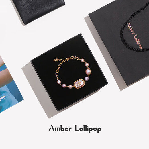 Amber Lollipop Baroque Pearl Bracelet Women's Little Bee Bracelet Niche Anniversary Birthday Gift for Girlfriend and Wife Bracelet - Purple (Baroque Pearl)