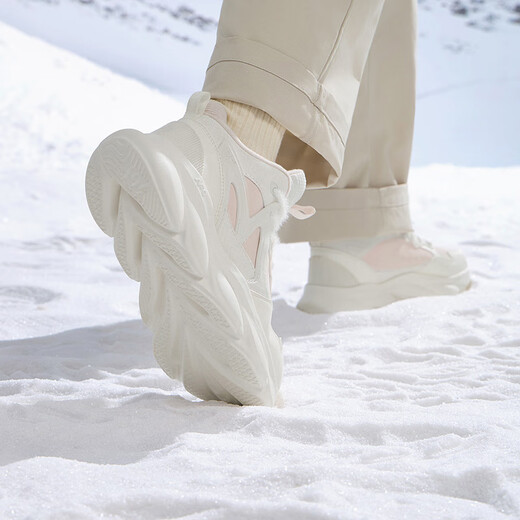 361 Sports shoes for women, autumn and winter high-top plus velvet warm cotton shoes, thick-soled casual running shoes for women 682442235A-2