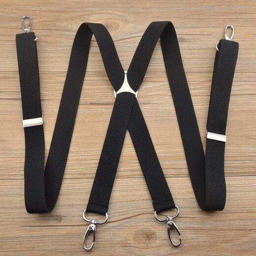 熊司令吉祥交叉四钩扣背带夹吊钩挂钩勾扣女士分开单独吊带裤背带男士背 黑色交叉2.0cm宽 2.0cm宽 120cm 120cm