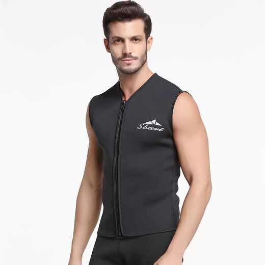 Shark Bart 5MM surfing suit wetsuit sleeveless snorkeling thermal vest cold-proof winter swimming vest men's and women's split swimsuit 5MM black vest 2XL