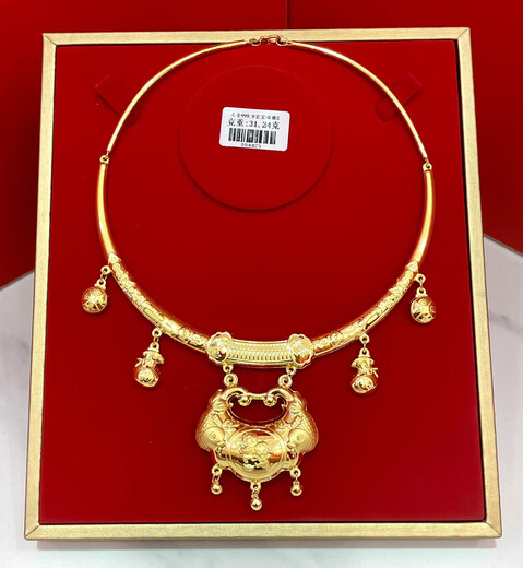 Zhongyi Shuibei Gold 9999 Pure Gold Collar Baby Gold Collar Longevity Lock Children's Gold Lock Pendant Deposit Link Select Style Select Gram Weight Pricing