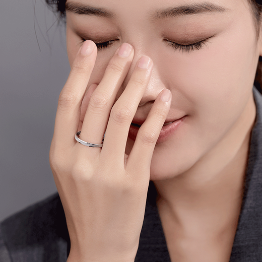 Happy Diamond PT950 platinum ring, fashionable and simple plain gold bracelet birthday gift, size 10, about 1.89g