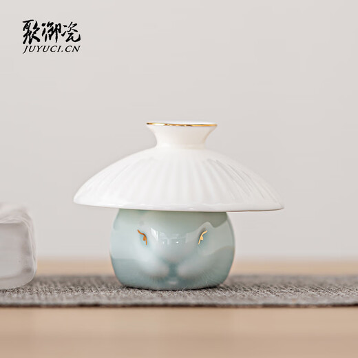 Juyu porcelain celadon jade rabbit tea pet ornaments tea table ornaments decorative ornaments tea set ornaments handicrafts tea room tea table accessories celadon small jade rabbit