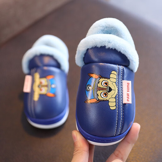 Paw Patrol (PAW PATROL) Paw Patrol Children's Leather Cotton Shoes Bags and Cotton Slippers Winter Warm Indoor Home Non-slip Boys and Girls Baby Hair Slippers 2019 Paw Patrol Leather Cotton Shoes Blue Archie 16.5 Inner Length 16.5cm 180 Code (Suitable for Size 27)