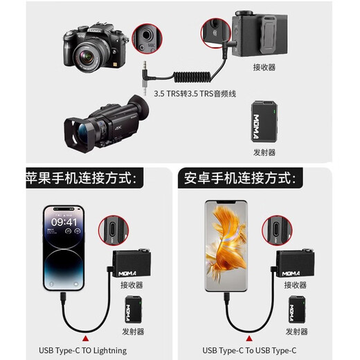 MOMA LARK MAX Wireless Lavalier Microphone Live Video Noise Reduction Recording Microphone Little Bee SLR Camera Computer Apple Android Phone Radio Recording Microphone Mammoth LARK MAX (One for two, including power supply box)
