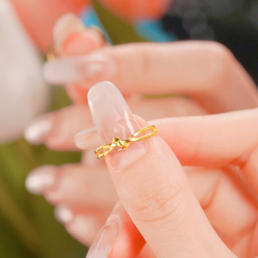 Youlai 999 Pure Gold Knot Ring Gold Knotted Ring Female Niche Design Plain Ring Live Ring as a Gift for Your Girlfriend Kink Ring Approximately 1.9g