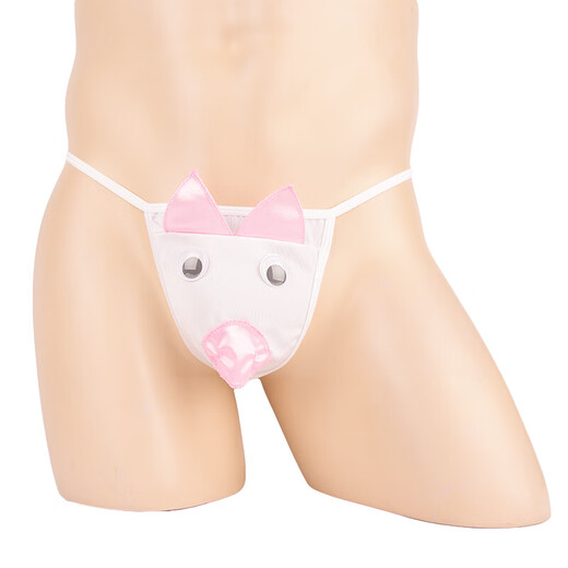 Men's sexy underwear hollow sexy tempting thong pig man animal style cute men's T-trousers white white single size