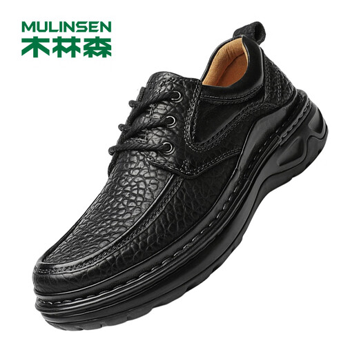 MULINSEN men's toe-layer cowhide business casual shoes wear-resistant thick sole middle-aged dad shoes L017367