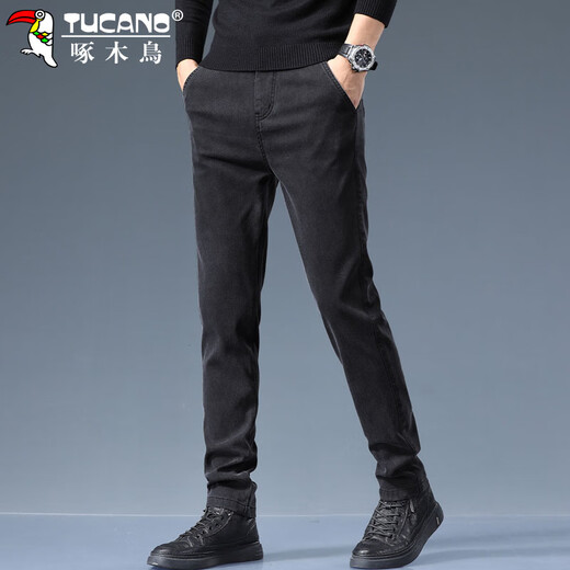 Woodpecker (TUCANO) Casual Pants Men's Autumn and Winter Business Pants Men's Loose Straight Fashion Versatile Pants Men's Pants Black 32