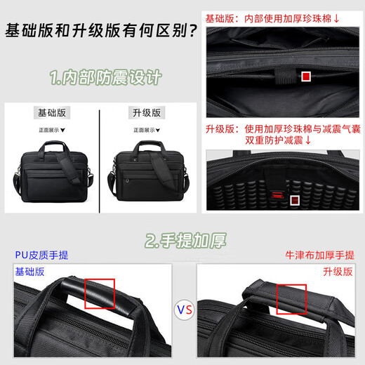 T-Land briefcase men's business Oxford cloth handbag canvas business office shoulder crossbody large capacity computer bag upgraded version - large size - 15.6 inches