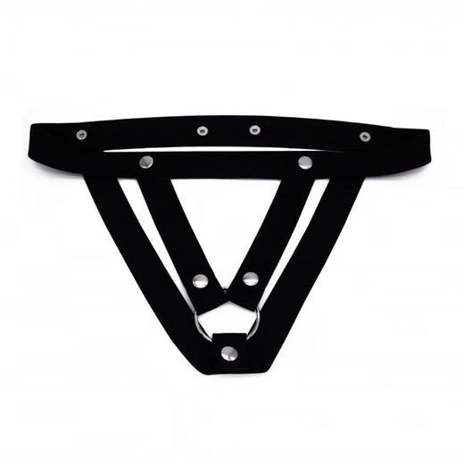 Confidential delivery of men's chastity lock auxiliary belt men's anti-cheating elastic belt cobra cb lock men's abstinence chastity V-shaped auxiliary belt - black thong double penis