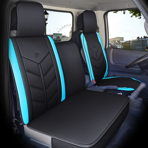 中国重汽王牌腾狮777B 757B四季坐垫全包围坐套货车专车专用座套全皮轻卡货车座椅套坐垫 单座黑蓝标准版