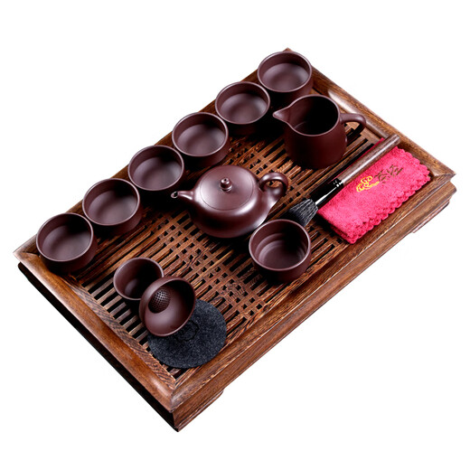 Fangu high-end Yixing purple clay tea set famous handmade old purple clay kung fu teapot cup household tea set tea set (without tea tray) 1 piece
