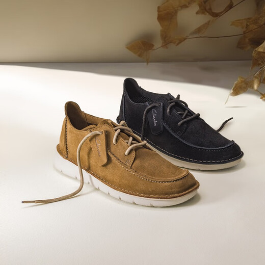 Clarks Qileqiu Mountain Series Spring and Summer Comfortable Lightweight Breathable Fashion Lace-up Casual Sports Shoes Leather Shoes Men's Casual Shoes Black 261709267 42