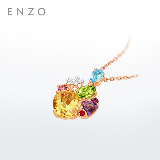 ENZO Earth Series 18K Gold Colorful Gemstone Diamond Pendant Silver Chain for Women EZV2907 Birthday Gift 18K Gold Colorful Gemstone Pendant