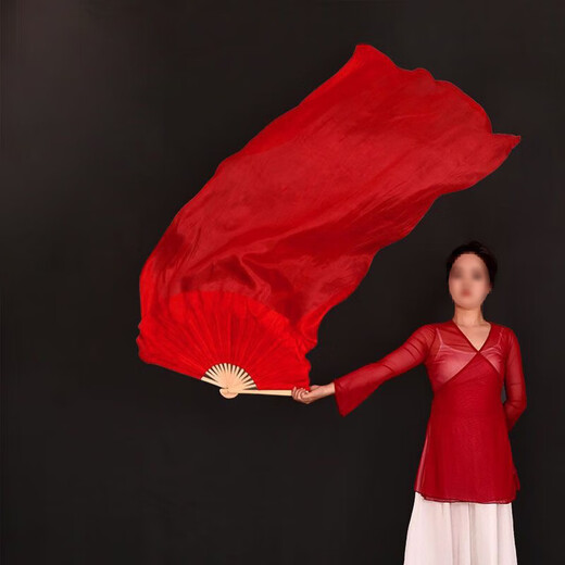 Suican dance fan extended anti-silk square dance yangko long thick fan big red performance fan Wanjiang dance props fan 13 bones 1.5 meters red right hand style