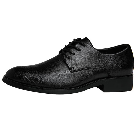 Platini Brand Lederschuhe Herren 2025 Neue koreanische Version Casual Inner Height erhöhen britische weiche Lederweiche Sohle atmungsaktiven Geschäftstage Formal Wear Herrenschuhe Schwarz [Normaler Stil] 40
