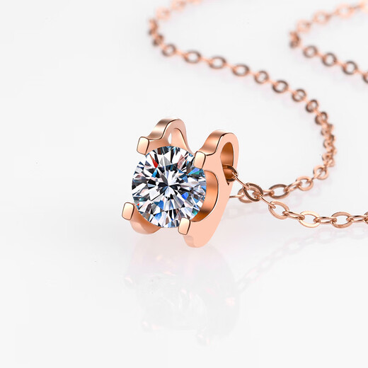DL 1998 Fat Donglai same style 18K gold color gold diamond necklace moissanite bull head pendant silver 18K rose gold simple 520 rose gold 50 points bull head necklace