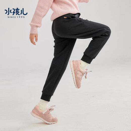 水孩儿（SOUHAIT）童装女童加绒裤冬季新款儿童中大童长裤保暖百搭休闲裤运动裤 钻石黑SHRDGD01CK679D01 150