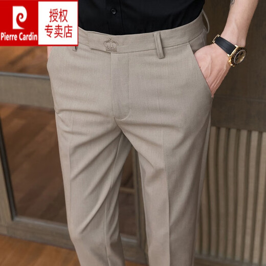 皮尔卡丹（pierre cardin）男士休闲西裤裤春秋感2024新款韩版潮流修身夏季九分西装裤子 723深灰九分裤 30 (2尺3适合110-120斤)