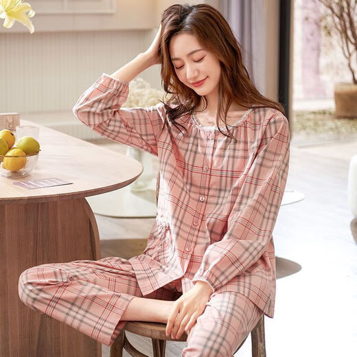 莫贝海日系三层纱布睡衣女春秋时尚甜美公主风长袖家居 a756缺货 XL  120-140斤