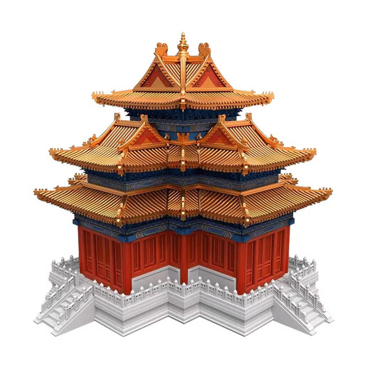 小小建筑师积木榫卯 智慧宝盒 千年隼角楼积木古代榫卯结构建筑国 特大故宫角楼86809粒【亚克力盒