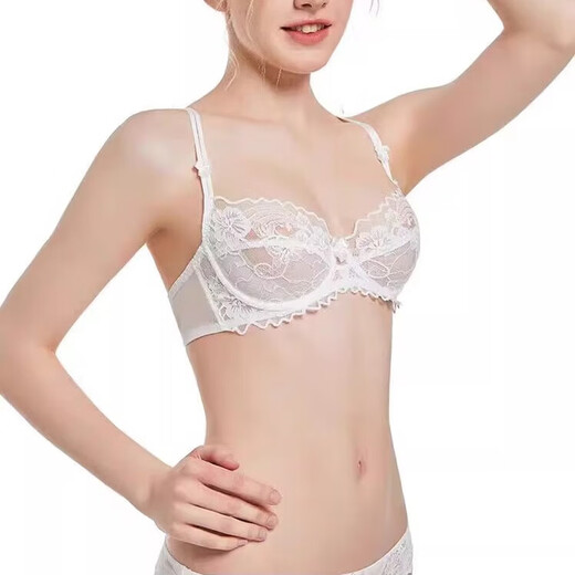 Victoria Palace Sexy Bra Purple Elegant French Ultra-Thin Breathable Lace Bra Push-up Bra Set Red 75B 34 (with M size panties)