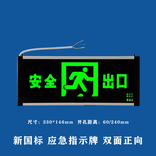 时夏安全出口指示牌LED消防应急疏散标志灯楼层通道带电池接电逃生灯 新国标[双面正向]