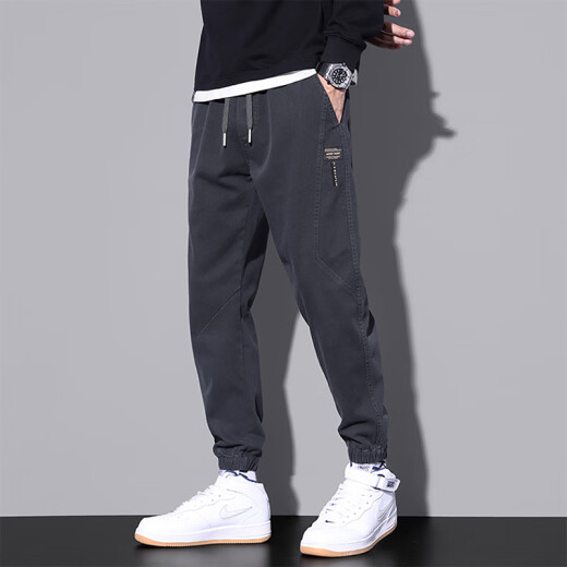 Pantalones informales de pájaros carpinteros Men sueltos sueltos Summer Nuevo estilo Harun Trendy Workwear Versátiles Sports Pants 9859 Gray Plus Velvet 2XL