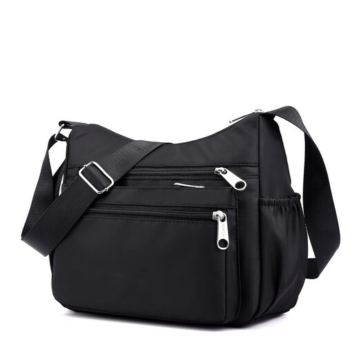 Nuzheng large-capacity middle-aged and elderly women's bag new nylon canvas shoulder crossbody bag women's backpack middle-aged mother bag black large size 24*29*13cm