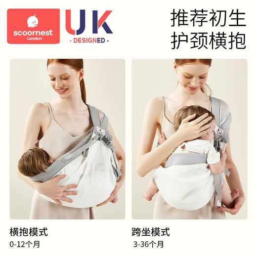 科巢抱娃神器解放双手新生婴儿背带外出前抱式背娃宝宝婴幼儿横抱 【透气款-适用3-36月】帕奈灰