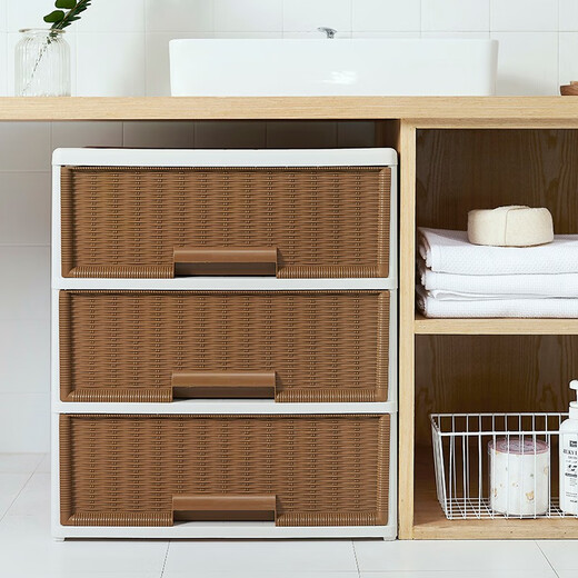 Interaktive Weltraumschubladen Aufbewahrungsbox Imitation Rattan Garderobe Transparent Aufbewahrungsbox Kleidung Unterwäsche Home Schlafsaal Kunststoff Finishing Box Lagerschrank 9716 Großgröße 2 Etagen Breite 56,8 Tiefe 39 Höhe 42