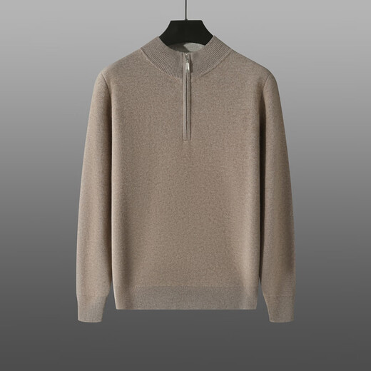 KAISENSHI Kaschmirpullover mit Reißverschluss, hergestellt in Ordos City, für Herren im Herbst und Winter, verdickter Stehkragen, warmer Außenpullover, locker, hergestellt in Ordos City – lila Samtfarbe 2XL