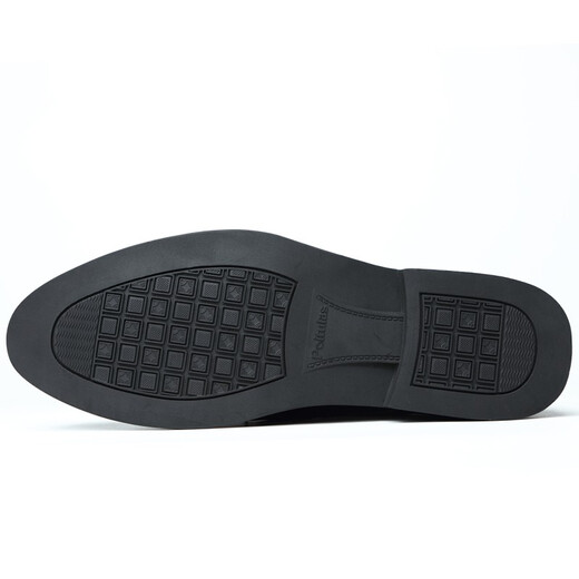 Portures leather shoes men's lace-up business casual shoes Korean style trendy soft-sided wedding formal shoes for men 6633 black 40