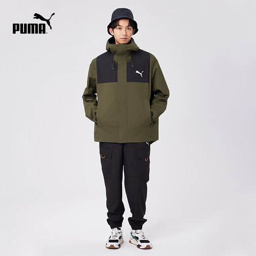 PUMA Men's Slim Mountain Outdoor Functional Sports Zipper Hooded Woven Jacket 848287 Olive Green-02 M (175/96A)