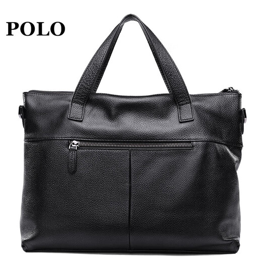 POLO briefcase men's official handbag first-layer cowhide business 14-inch computer bag birthday gift for boyfriend