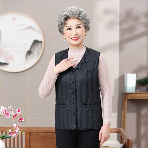 Yaya (YAYA) grandma down vest for women and the elderly, inner waistcoat, middle-aged and elderly mother's outer wear autumn and winter vest jacket K Purple XL