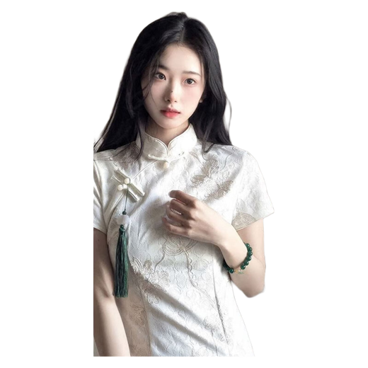 DuYanzhi (DuYanzhi) new Chinese style retro white dress for women in summer ancient style improved cheongsam young girl's gentle first love skirt white 846 S 90Jin [Jin equals 0.5 kg] below