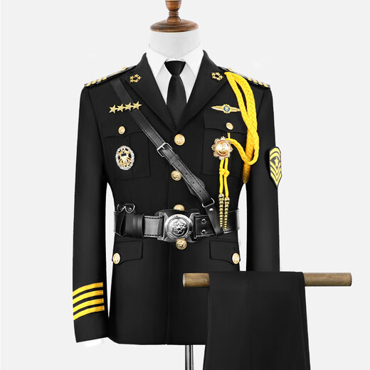 Conwhd Sales Office Concierge Clothing Security Spring Autumn Suit Male Property Order Image Booth Security Work Dress Jacket+Trousers+White Lining+9 Accessories-Large Cap-3XL