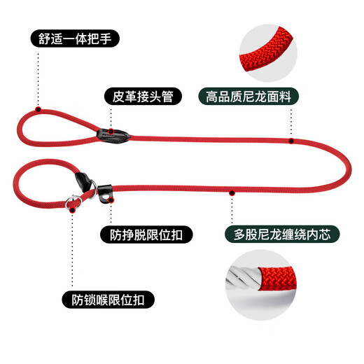 HUNTER imported from Germany, medium and large dog leash, thick explosion-proof dog rope, P rope, P chain dog chain, integrated dog training rope, off-white, 180cm long, 1.0cm in diameter (medium and large dogs)
