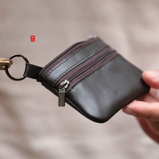 
2021 retro ultra-thin multi-functional change key bag, men and women, sheepskin mini card coin small bag, black large size