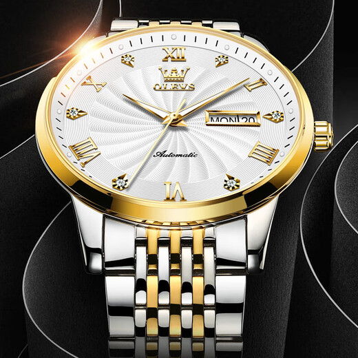 Relojes de pareja de marca certificada de Olevs Swiss, un par de relojes mecánicos, relojes de hombres y mujeres, relojes de pareja modernos luminosos totalmente automáticos, versión mejorada de 6630, pareja blanca