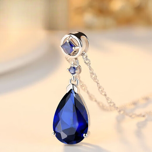 Six-maru sapphire pendant for women, colored gemstone, tanzanite necklace, sterling silver plated with 18k gold, fashionable color precious gift