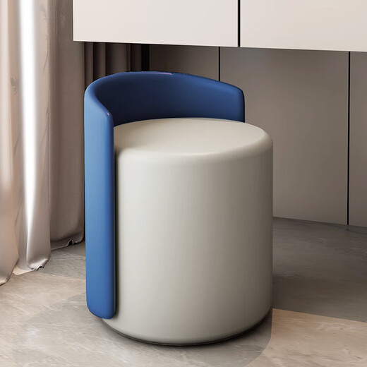Tingshi master bedroom makeup stool light luxury makeup chair high-end medium-high round stool sitting stool dressing stool bedroom dressing table chair [upgrade rotation] off-white solid color backrest height * seat height * diameter
