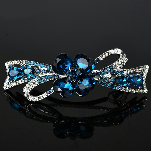 Case makeup Chinese Valentine's Day bow hairpin hairpin for women Korean back of head one-word clip rhinestone Korean spring clip top clip hairpin violet (gift box)