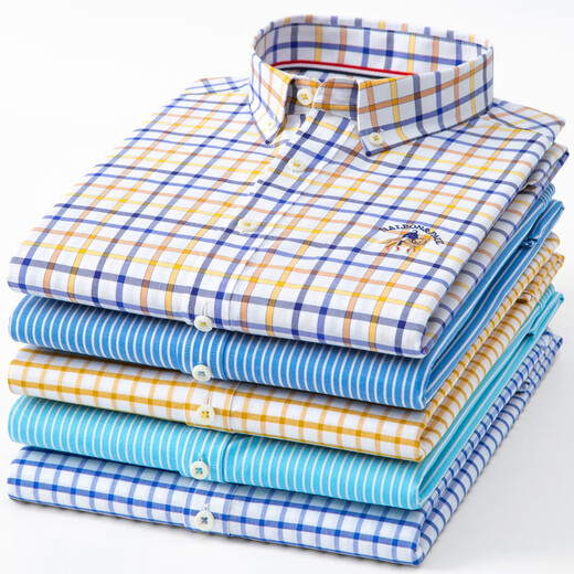 Jianmashibaoluo Paul Polo Herren Sommer Reine Baumwolle kurzärmeliges kariertes Hemd Herrengeschäft Cason Cotton halbärmelig gestickeltes Hemd Trendy kurzärmelig D2629 42/2xl