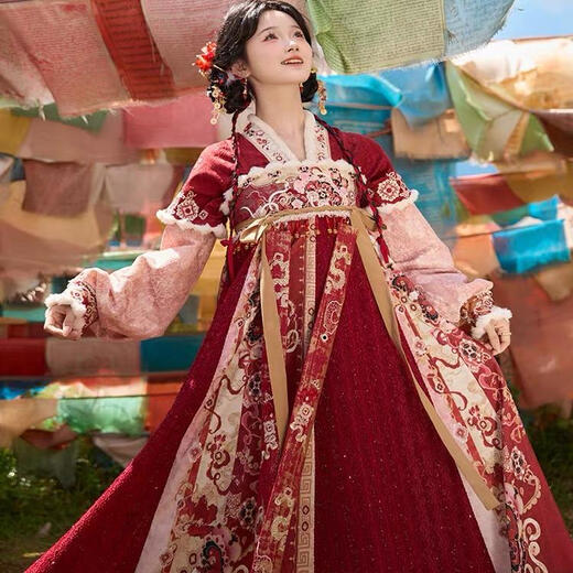 Beiyao's zodiac year of the snake, New Year clothes for women, Snake Little God of Wealth, New Year's greetings suit, suspender skirt, improved Hanfu, top + skirt + cloak, collection and purchase, priority delivery S