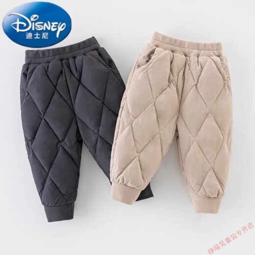 迪士尼（Disney）宝宝冬季羽绒裤外穿罩裤小童裤子保暖男宝女宝洋气1-2岁婴儿冬装 黑灰色6191 羽绒裤罩裤 110 cm
